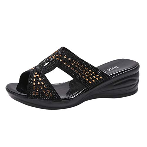 TYUIOP slides damen bench sommer pantoletten damen mit absatz weich rutschfest badelatschen hausschuhe sommer pantoletten geschlossene sandalen damen damen slipper ohne absatz aus leder von TYUIOP