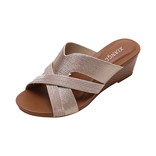 TYUIOP slides damen leder espadrilles für damen plateau beige sommer strand rutschfest feste gummi sohle schuhe absatz austauschen damen slipper frauen halbschuhe sandalen damen 36 damen von TYUIOP