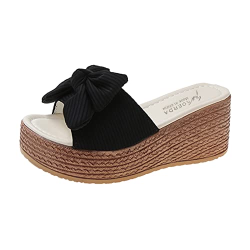 TYUIOP slides damen leder schwarz sommer pantoletten damen glitzer orthopädie arch support gummifußbett größe 36-43 eu outdoor sandalen damen 39 damen loafer mit absatz lack elegant barfuss von TYUIOP