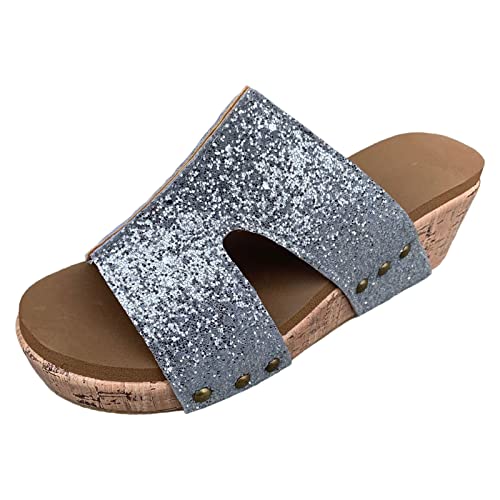 TYUIOP Schlappen Damen geschlossen Sommer Pantoletten Damen leicht Pantoletten Plateau Pantoffeln rutschfest Badelatschen Schuhe Absatz Damen Damen weicher Loafer mit quadratischer Spitze von TYUIOP