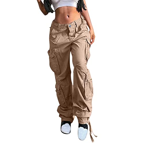 TYUIOP Schwarze Cargohose Damen weites Bein Outdoorhose Vintage Trousers Cargohose Damen schwarz Skinny Cargohose Damen Stretch langgröße Seitentaschen Jogginghose Gummizug größen xs - 5XL von TYUIOP