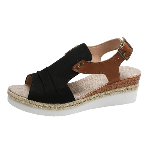 TYUIOP barfuss sandalen damen loafer damen beige wildleder Damen Buckle Low Wedge Sandalen sandalen damen sommer Damen Boho Lang Rock Weicher Dehnbarer Maxirock sandalen damen 38,5 von TYUIOP