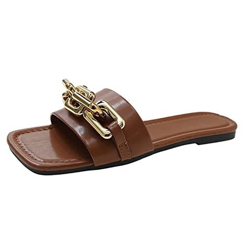 TYUIOP damen big buckle 37 sommer pantoletten damen damen herren zehentrenner sommer flip flops badelatschen outdoor sandalen damen leder damen flacher slipper spitz schuhe rutschfest flach von TYUIOP