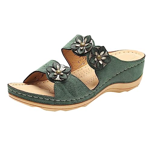 TYUIOP damen sandalen mit absatz pantoletten damen sommer bequem sommer offene zehe bohemian flip flops sandalen damen leder damen boho lang rock weicher dehnbarer maxirock sandalen damen sommer von TYUIOP