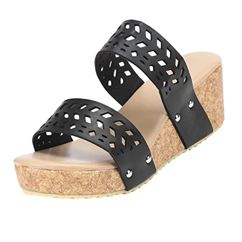 TYUIOP damensandalen sommer bequem pantoletten damen schwarz Garten Badelatschen Slippers Sommer Slide Outdoor sandalen damen weite Damen Boho Lang Rock Weicher Dehnbarer Maxirock sandalen von TYUIOP