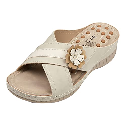 TYUIOP flache schuhe für damen elegant beige latschen damen geschlossen damen herren zehentrenner sommer flip flops badelatschen outdoor sandalen damen wasserfest damen slipper frauen slip on von TYUIOP