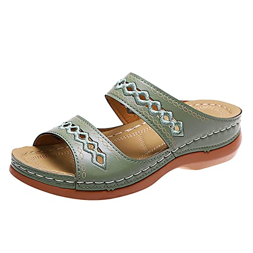 TYUIOP flache schuhe für damen elegant silber sommer pantoletten damen damen classic flache sandale beach pool größe 36-41 women sandals summer closed toe damen loafer mit plateau aus leder von TYUIOP