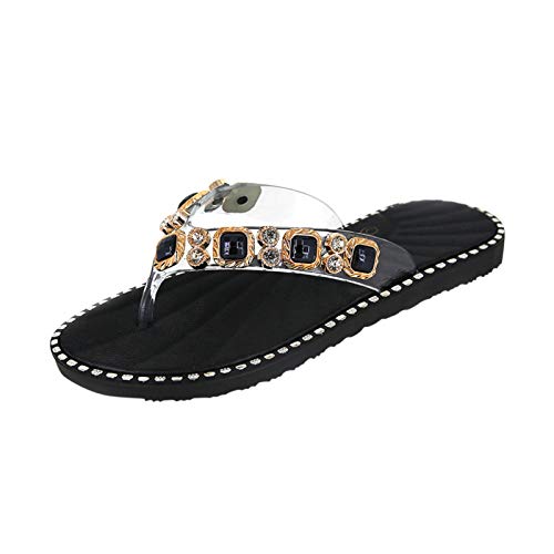 TYUIOP leder sandalen damen sandalen damen 29 damen sommer sandalen mit strass perlen bohemia doppelring damen flip flops sommer strand string sandalen leicht pantoletten damen 39 von TYUIOP