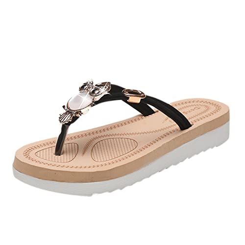 TYUIOP r?mersandalen damen sandalen damen 34 damen buckle low wedge sandalen doppelring damen flip flops sommer strand string sandalen leicht sommer hausschuhe damen pantoletten von TYUIOP