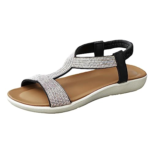 TYUIOP römersandalen damen clogs & pantoletten bohemian flip flops mit strass perlen, gr.36-44 keilsandalen damen damen boho lang rock weicher dehnbarer maxirock sandalen damen sommer summer von TYUIOP