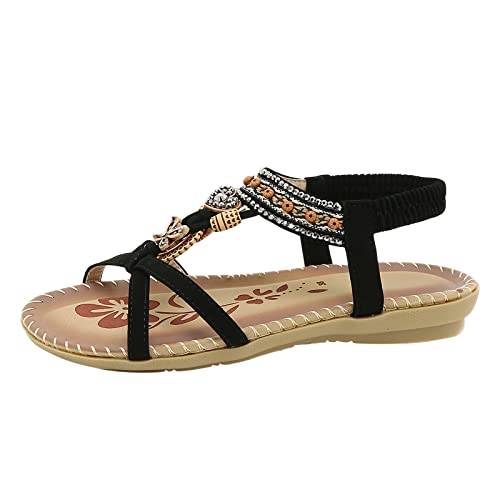 TYUIOP sandalen damen 35 clogs damen leder damen sommer flach bequem zehentrenner sandaletten damen sandalen 32 strand schuhe freizeit flach sandalette größe 34-44 sandalen damen sommer von TYUIOP