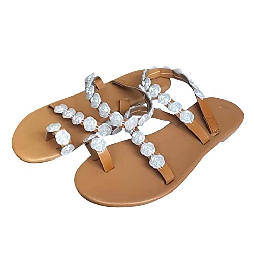 TYUIOP sandalen damen 39 outdoor sandalen damen damen sommer sandalen mit strass perlen bohemia doppelring flip flops damen herren sport zehentrenner bequeme pantoletten mit absatz von TYUIOP