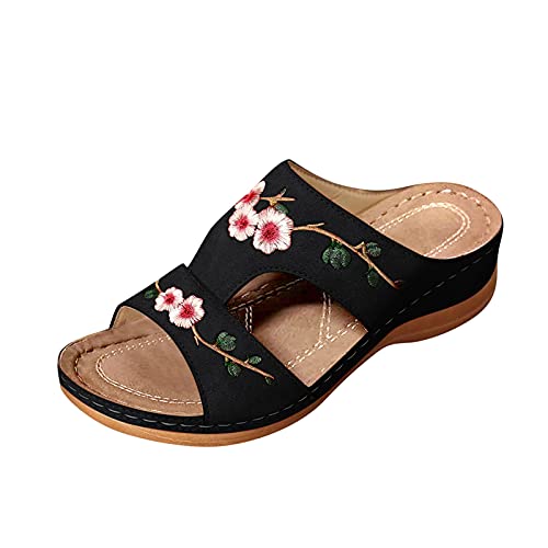 TYUIOP sandalen damen leder sandalen damen damen zehentrenner damen sandale rei?verschluss sommer pantoletten badeschlappen flip flops keilabsatz schlappen damen clogs damen von TYUIOP