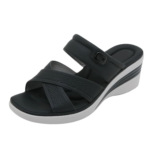 TYUIOP sandalen damen sandalen damen sommer damen buckle low wedge sandalen schnalle damen herren zehentrenner sommer flip flops badelatschen hausschuhe damen mit absatz von TYUIOP