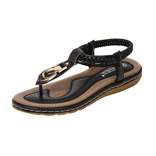 TYUIOP sandalen für damen damen clogs leder Damen Sommer Sandalen mit Strass Perlen Bohemia leder sandalen damen Riemchen Knöchelriemen-Sandalen bequeme Abendschuhe sandalen damen sommer von TYUIOP