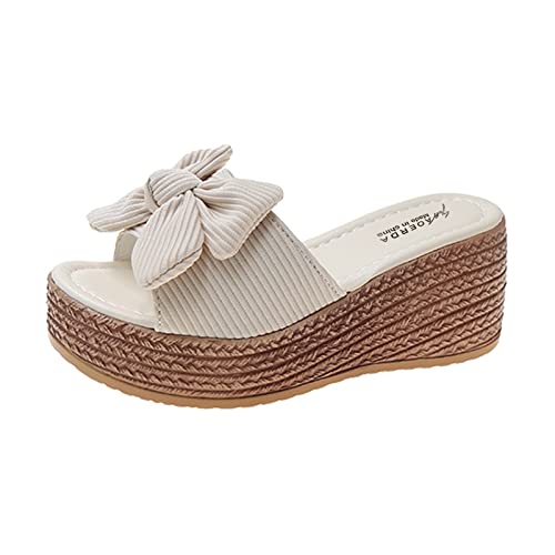 TYUIOP schlappen damen 37 espadrilles für damen keilabsatz zum binden flip flops massage footbed zehentrenner clogs leder damen damen slipper ohne absatz aus leder zehentrenner sandalen von TYUIOP