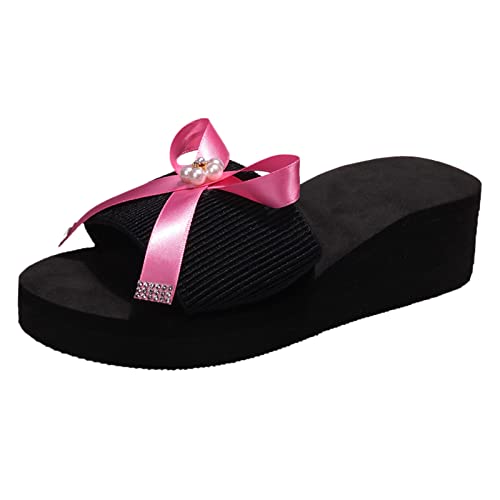 TYUIOP schlappen damen elegant espadrilles für damen keilabsatz schwarz damen flip flop sandalen leichte zehentrenner women sandals black damen loafer ohne absatz aus leder spitz leder sandalen von TYUIOP