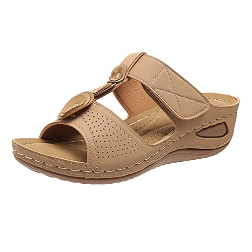 TYUIOP schlappen damen elegant latschen damen leder mit fussbett damen herren zehentrenner sommer flip flops badelatschen clogs leder damen 43 damen pantoletten, frauen slip on sandalen damen von TYUIOP