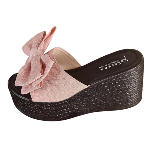 TYUIOP schlappen damen ledersohle espadrilles für damen keilabsatz zum binden damen herren zehentrenner sommer flip flops badelatschen women's slippers damen sandaletten frauen sandalen sandalen von TYUIOP