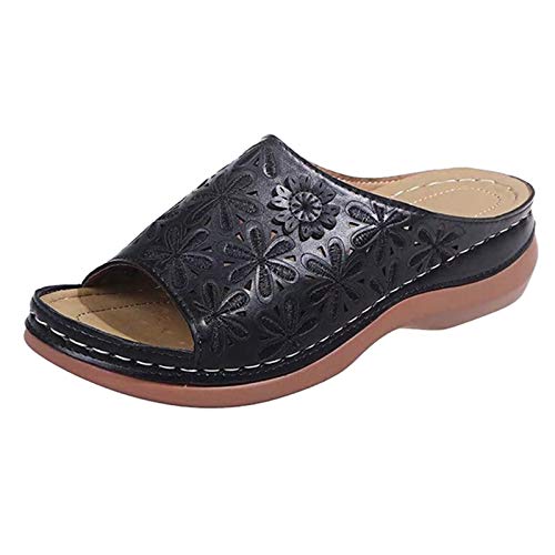 TYUIOP schlappen damen sommer elegant sommer pantoletten damen mit absatz damen platform flip flipflop beach pool geschlossene sandalen damen damen slipper spitz schuhe rutschfest flach von TYUIOP