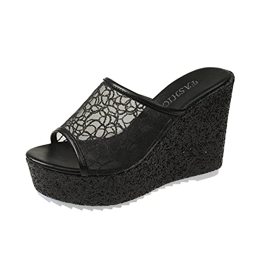 TYUIOP schlappen damen sommer sommer pantoletten damen weit weich rutschfest badelatschen hausschuhe sommer pantoletten schuhe absatz damen hell damen footbed sandal spangenpantolette von TYUIOP