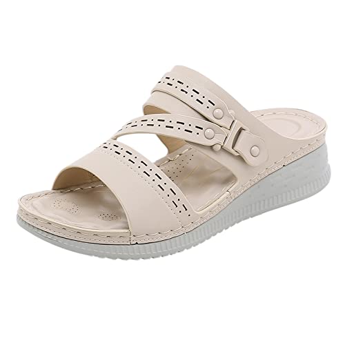 TYUIOP sommer sandalen damen sandalen damen mit absatz damen boho lang rock weicher dehnbarer maxirock doppelring flip flops damen sommer flach zehentrenner blumen badelatschen clogs damen von TYUIOP