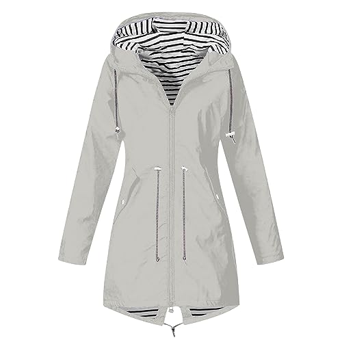 Windbreaker Damen Wasserdicht Regenmantel Windjacke mit Kapuze Leichte Wanderjacke mit Tasche Einfarbige Gefüttert Hooded Outdoorjacke Bequem Baggy Lang Sportjacke Übergangsjacke Windbreaker Damen Wasserdicht Regenmantel Windjacke mit Kapuze Leichte Wanderjacke mit Tasche Einfarbige Gefüttert Hooded Outdoorjacke Bequem Baggy Lang Sportjacke Übergangsjacke von TYUNBD