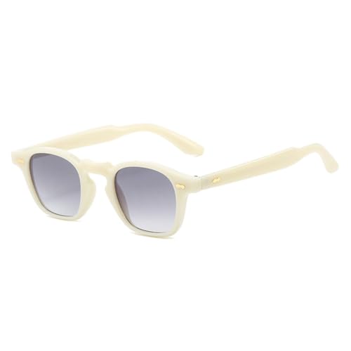 TYUVIVO Sonnenbrille mit Punk-Nieten für Damen, modisch, blau-violett, UV400-Schutz, trendige Sonnenbrille mit Farbverlauf für Herren, Einheitsgröße, Beige-Grau-Farbverlauf von TYUVIVO