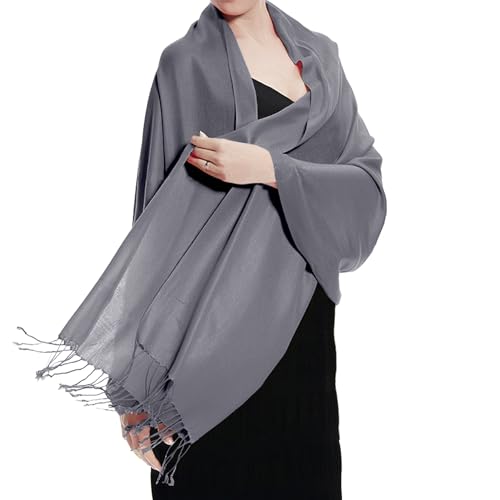 TZ Promise Pashmina Schal, groß, weich, einfarbig, für Damen, Dunkelgrau, Einheitsgröße von TZ Promise