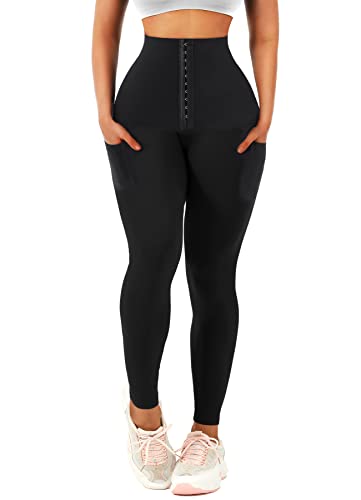 TZLDN Sport Leggings Damen High Waist - Dehnbare Leggins Sporthose Damen mit Bauchkontrolle Blickdicht Po Push Up Booty Leggins Elastische Yogahose für Fitness Gym Workout Alltag B01 Schwarz M von TZLDN