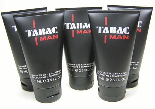 Tabac Man 5x Shower Gel & Shampoo 75ml (insg. 375ml) Reisegrösse von Tabac Man