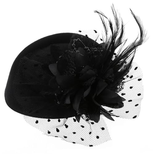 Tadoiooy Faszinatorhut, Faszinatoren Hüte für Frauen Mädchen, Vintage Hüte Vintage Blumentee Party Hut Cocktail Schleier Frauen Faszinatoren mit Clips Schwarz Faszinator Stirnband Schwarz von Tadoiooy