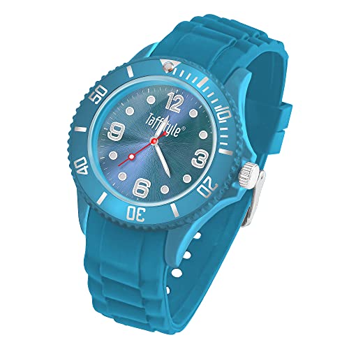 Taffstyle Armbanduhr Silikon Analog Quarz Uhr Farbige Sport Sportuhr Damen Herren Kinder Unisex 39mm Marineblau von Taffstyle