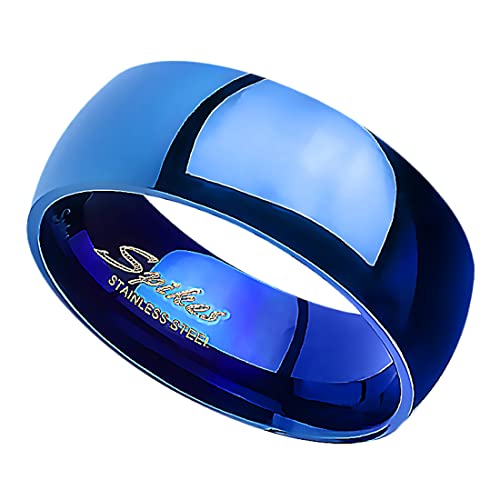 Taffstyle Band Ring Edelstahl Herrenring Damenring Partnerring Trauring Verlobungsring Damen Herren Blau Größe 60 (19.1) Breit 8mm von Taffstyle