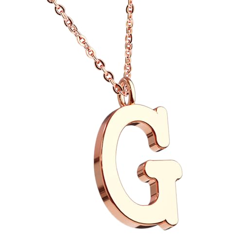 Taffstyle Damen Herren Kinder Halskette Kette mit Buchstaben Anhänger Minimalistisch Modern Roségold Vergoldet Rose Gold Buchstabe G von Taffstyle