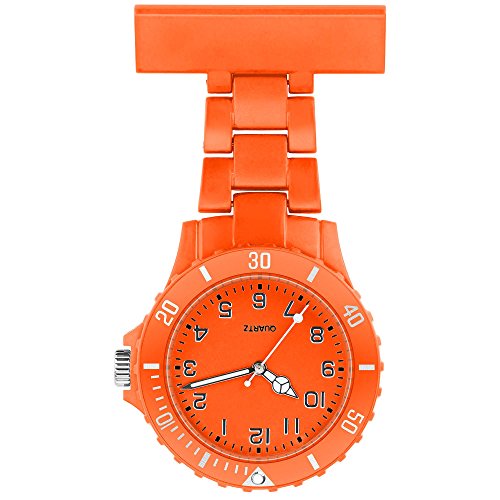 Taffstyle Damen-Uhr Analog Quarz Silikon Uhr Krankenschwesteruhr Kitteluhr mit Nadel Orange von Taffstyle