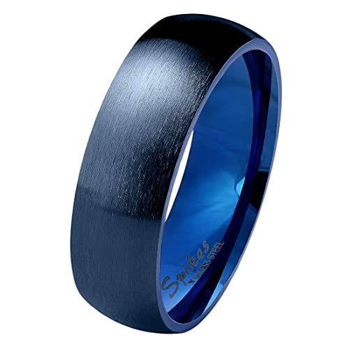 Taffstyle Herren Damen Band Ring Partnerring Edelstahl Verlobungsring Damenring Herrenring Matt Blau Größe 52 (16.6) Breit 6mm von Taffstyle