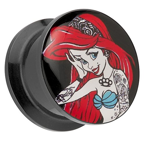 Taffstyle Ohr Plug Flesh Tunnel Piercing Ohrpiercing Kunststoff Schraub Schraubverschluß Picture mit Comic Tattoo Girl mit roten Haaren Motiv 8mm von Taffstyle