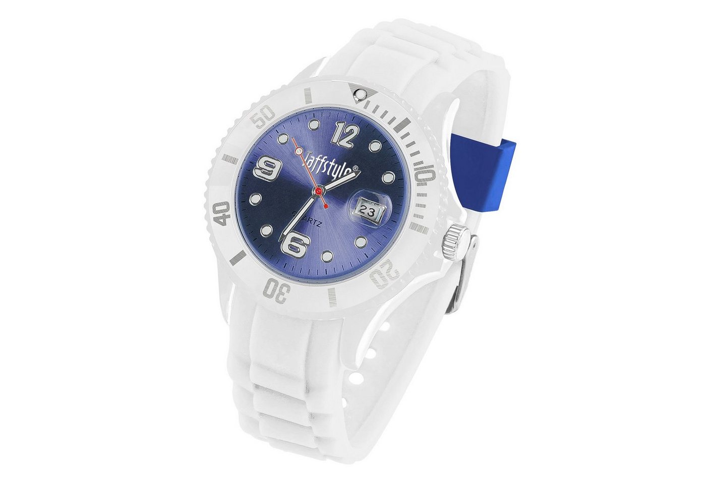 Taffstyle Quarzuhr Armbanduhr Silikon Sport Uhr Ziffernblatt Datum, Farbige Bunte Quarz Analog Damen Herren Sportuhr Anzeige Quarzuhr Multifunktion Wasserdicht Weiß Blau von Taffstyle