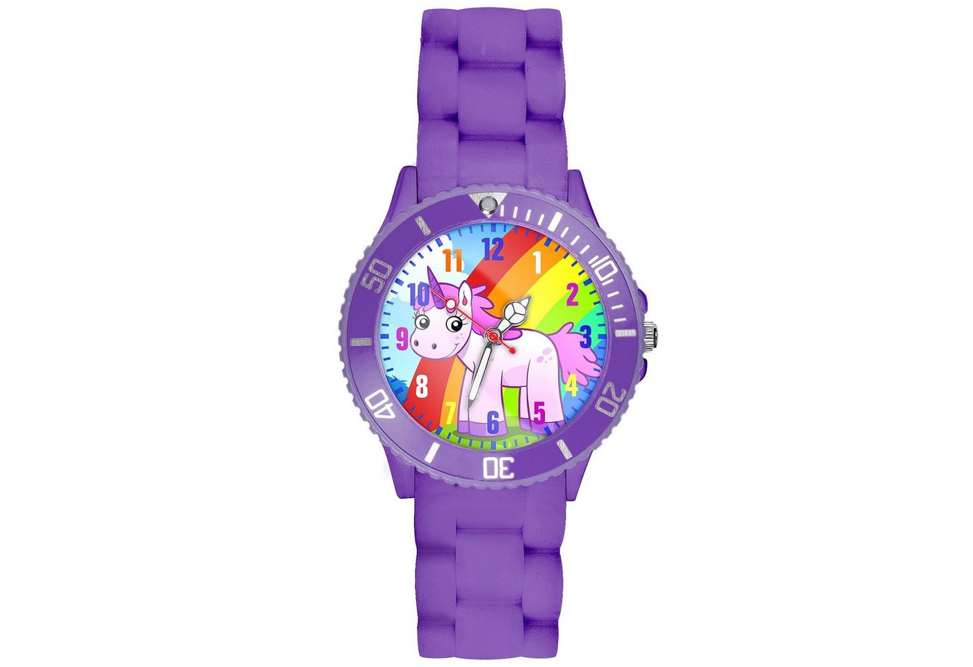 Taffstyle Quarzuhr Kinder Armbanduhr Silikon Einhorn Analog Uhr Bunt, Mädchen Sportuhr Bunte Kinderuhr Lernuhr Regenbogen Silikonuhr von Taffstyle