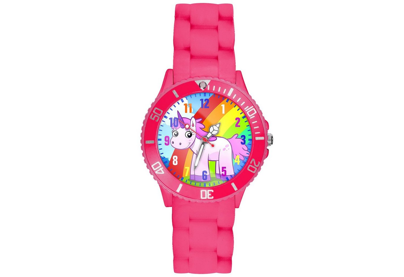 Taffstyle Quarzuhr Kinder Armbanduhr Silikon Einhorn Analog Uhr Bunt, Mädchen Sportuhr Bunte Kinderuhr Lernuhr Regenbogen Silikonuhr von Taffstyle