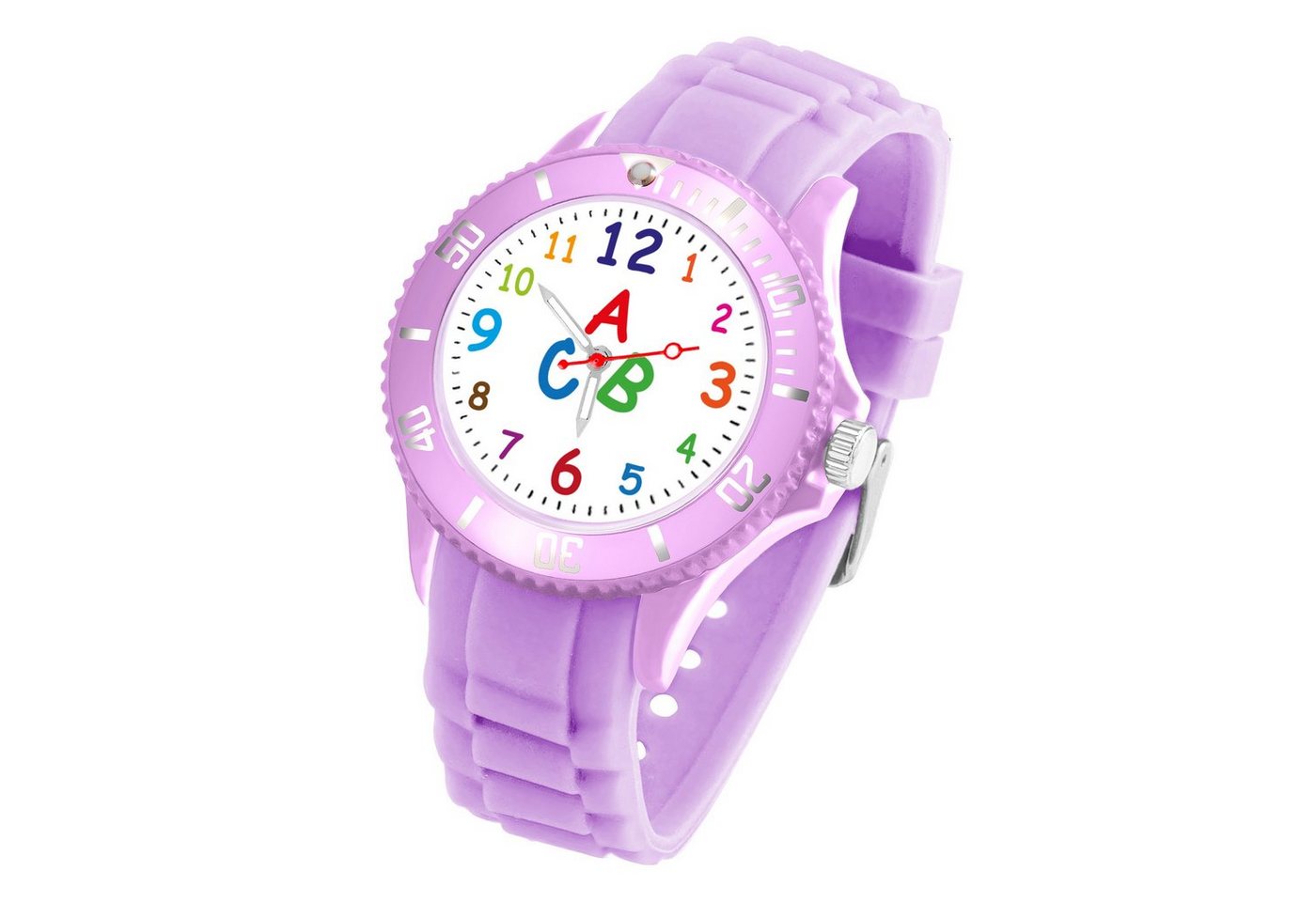 Taffstyle Quarzuhr Kinder Armbanduhr Silikon Lernuhr Zahlen Uhr Bunt, Bunte ABC Silikonuhr Farbige Sportuhr Kinderuhr 34mm Analog Quarz von Taffstyle