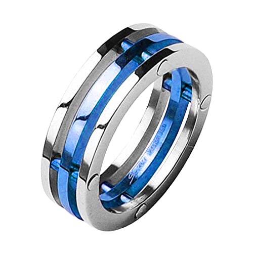 Taffstyle Schmuck Ring 3 teilig Herren & Damen Partnerring Freundschaftsring Silber Blau Größe 70 (22.3) von Taffstyle