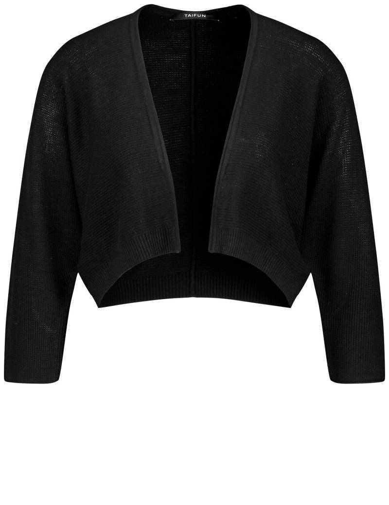 TAIFUN Damen Bolero-Strickjacke mit 3/4 Arm 44cm Ohne Kragen Viskose Schwarz, 48 von Taifun