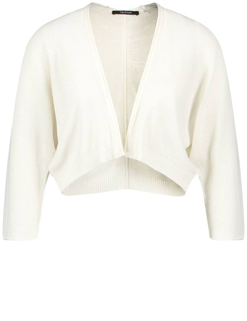 TAIFUN Damen Bolero-Strickjacke mit 3/4 Arm 44cm Ohne Kragen Viskose Weiss, 44 von Taifun