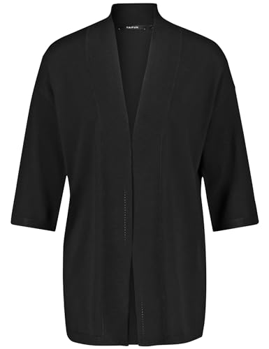 Taifun Damen Offene Strickjacke mit 3/4 Arm 3/4 Arm, überschnittene Schultern unifarben Schwarz 40 von Taifun