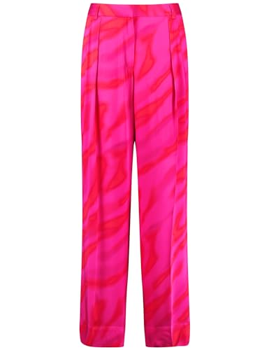 Taifun Damen Palazzohose aus edlem Satin Animal-Print reguläre Länge Magenta Gemustert 36 von Taifun