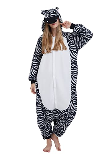 Taigood Pyjama Tier Cosplay Zebra Cartoonstil Animal Kigurumi Plüsch für Erwachsene Unisex von Taigood