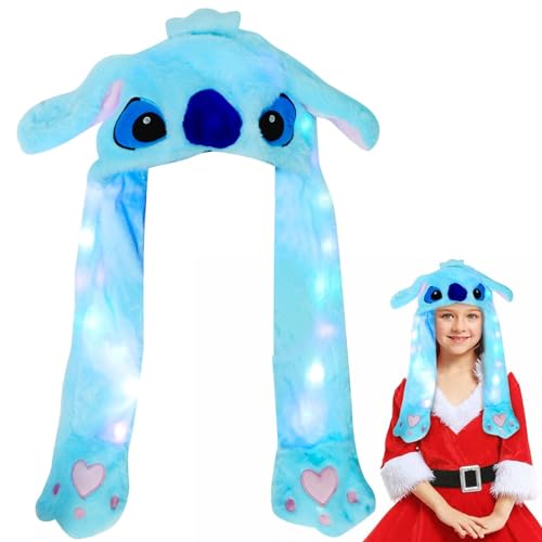 TaimeiMao Anime Hut,Plüsch Hut mit Beweglichen Ohren,Anime Lustige Plüsch Mütze für Cosplay,Fasching,Karneval,Weihnachtsfeier,Erwachsene und Kinder (Hellblau) von TaimeiMao