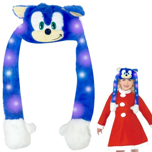 TaimeiMao Anime Hut,Plüsch Hut mit Beweglichen Ohren,Lustige Plüsch The Hedgehog Mütze für Cosplay,Fasching,Karneval,Weihnachtsfeier,Erwachsene und Kinder von TaimeiMao